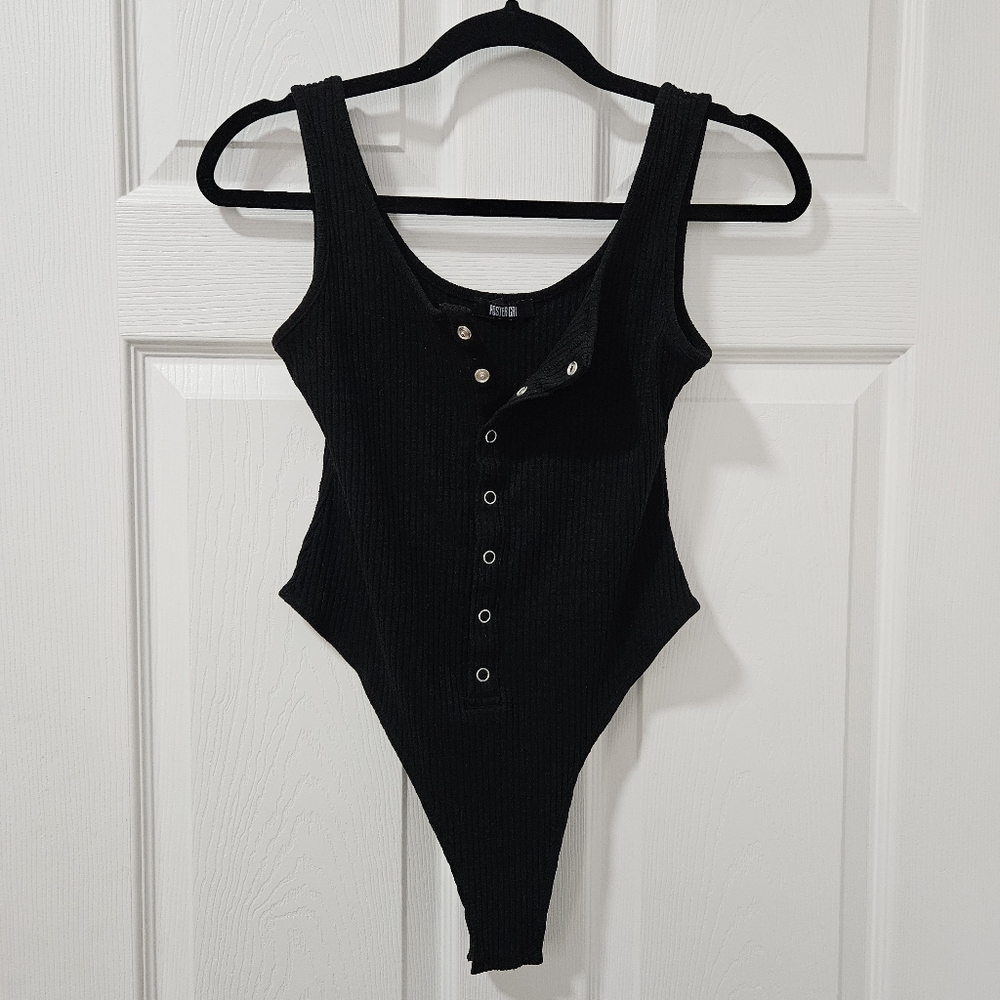 Black Ribbed Poster Grl Bodysuit